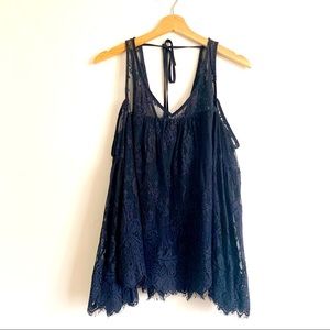 abercrombie and fitch Navy Lace Boho Swing Top M